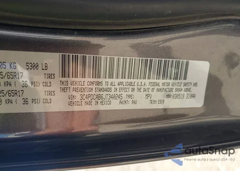 2018 Dodge Journey Se из США, поврежденный, VIN 3C4PDCAB6JT340245